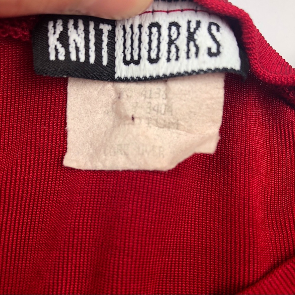KNITWORKS Red Sheer Long Sleeve Crop Top - Picture 5 of 5